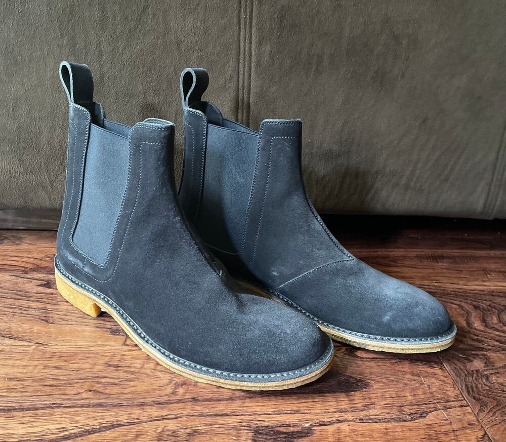 $1,495 NIB Bottega Veneta Navy Leather & Suede Ankle Boots Size 40 US 7